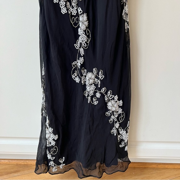 Vintage Y2k Floral Beaded Silk Prom Formal Dress - Picture 14 of 15